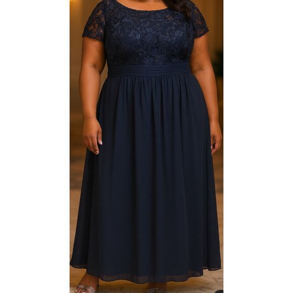 Oleg Cassini Evening Dress 22W Rosette Sequin Glam Elegant Sophisticated Party - Picture 5 of 8